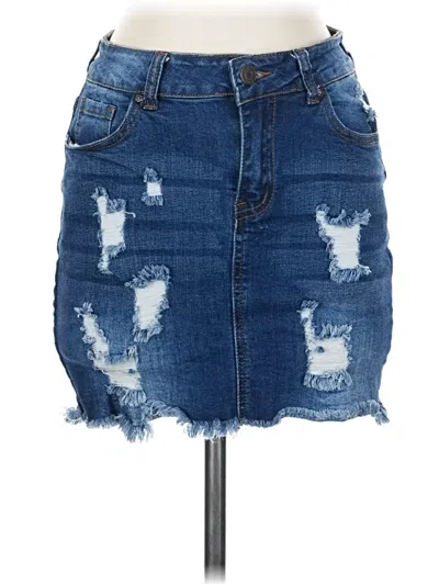 Pre-owned Wax Jean Denim Skirt In Blue