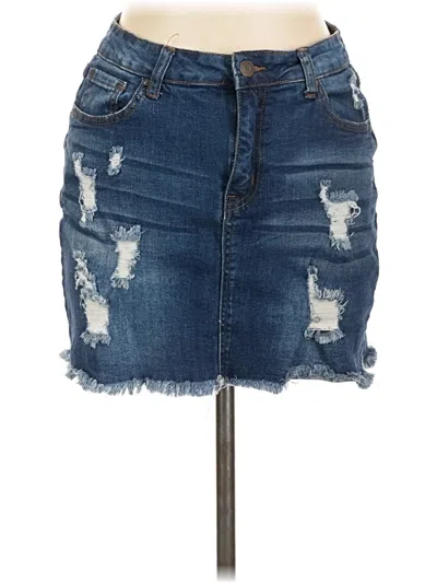 Pre-owned Wax Jean Denim Skirt In Blue