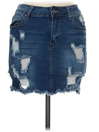Pre-owned Wax Jean Denim Skirt In Blue