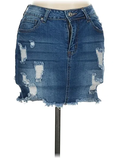Pre-owned Wax Jean Denim Skirt In Blue
