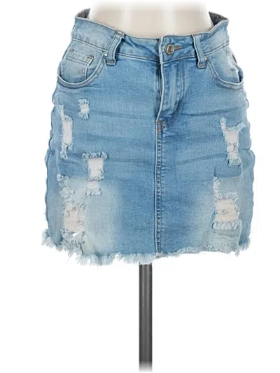 Pre-owned Wax Jean Denim Skirt In Blue