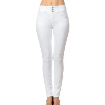 Wax Jean Plus Push Up Womens Stretch Denim Tapered Leg Jeans In White