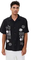 Wax London Abstract Applique Didcot Shirt Black/ecru
