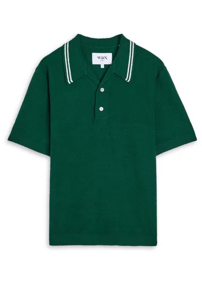 Wax London Alblion Bouclé Polo Shirt In Green