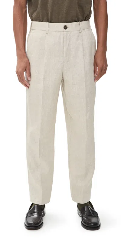 Wax London Aubyn Linen Trousers Natural In Neutral