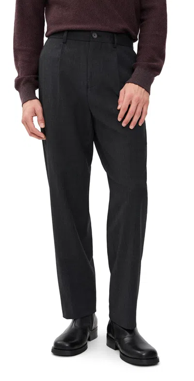 Wax London Aubyn Soft Wool Trousers Charcoal In Blue
