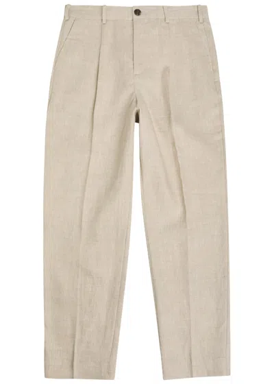 Wax London Aubyn Tapered-leg Linen Trousers In Neutral