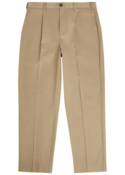 Wax London Aubyn Tapered-leg Twill Trousers In Neutral