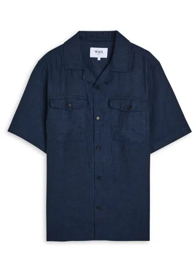 Wax London Bartlett Linen Shirt In Blue