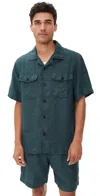 Wax London Bartlett Linen Shirt Dark Green