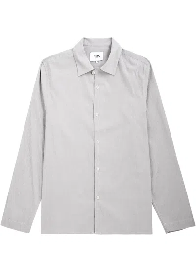 Wax London Corey Gingham Stretch-cotton Shirt In Light Grey
