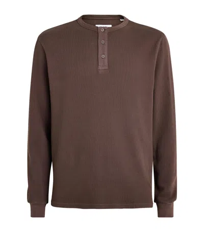 Wax London Cotton Caleb Henley Top In Brown