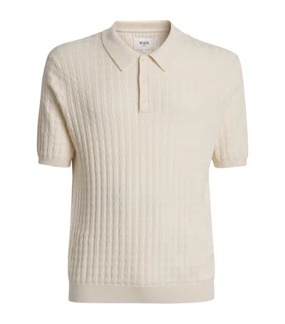 Wax London Cotton-cashmere Diamond Polo Shirt In Neutral