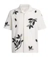 Wax London Mens Didcot Ecru-black Bloom Applique Short-sleeve Shirt In White