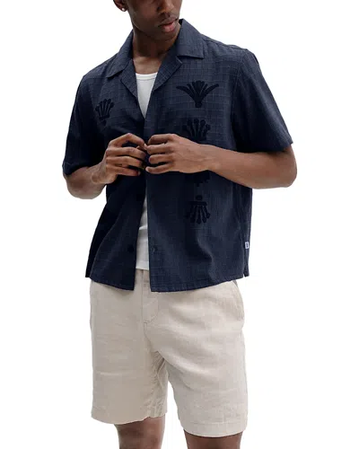 Wax London Curzon Check Embroidered Shirt In Blue