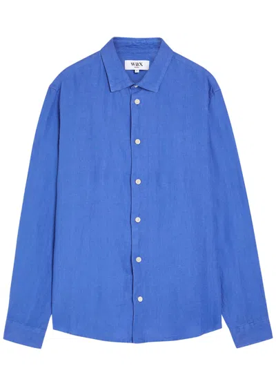 Wax London Dartford Linen Shirt In Blue