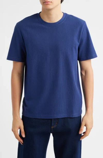 Wax London Dean Boxy Textured Organic Cotton T-shirt In Blue