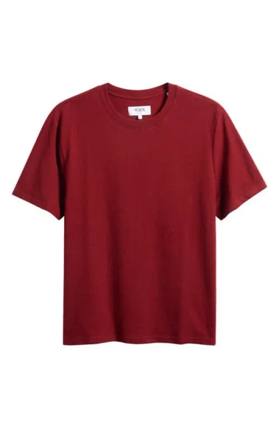 Wax London Dean Boxy Textured Organic Cotton T-shirt In Red