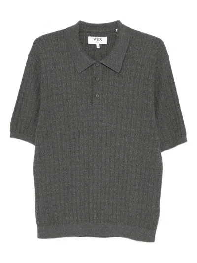 Wax London Diamond Stripe Knitted Polo Shirt In Gray
