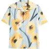 Wax London Mens Didcot Blue And Yellow Abstract Poppy Short-sleeve Shirt In Multi