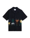 Wax London Didcot Doodle Short Sleeve Shirt In Blue