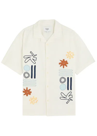 WAX LONDON WAX LONDON DIDCOT EMBROIDERED COTTON-BLEND SHIRT