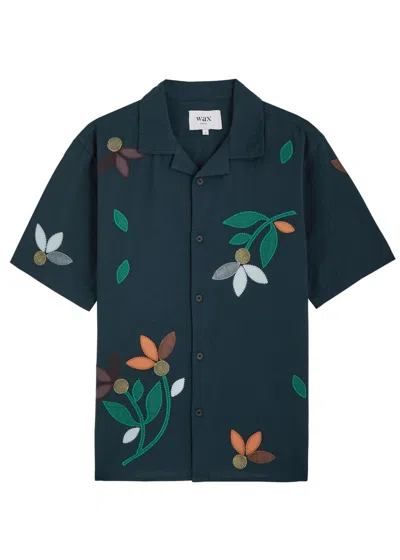 Wax London Didcot Embroidered Cotton-blend Shirt