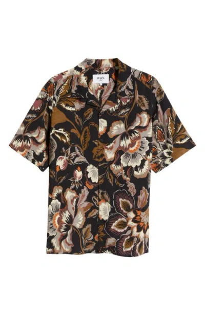 Wax London Didcot Floral-print Shirt In Black