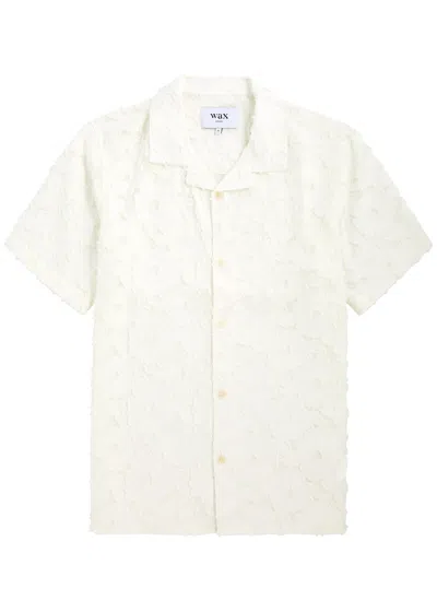 Wax London Didcot Floral-jacquard Shirt In Ecru