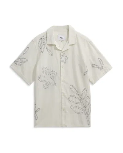 Wax London Didcot Floral Print Oversized Shirt In Ecru/pale Blue