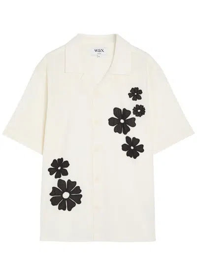 Wax London Didcot Floral-embroidered Cotton-blend Shirt In White