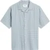 Wax London Didcot Open Weave Camp Shirt In Pale Blue