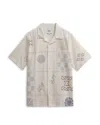 Wax London Didcot Printed Camp Shirt In Ecru/multi