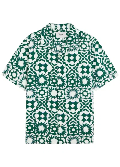 Wax London Didcot Printed Cotton Shirt In Green