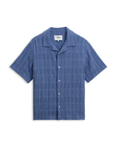Wax London Didcot Seersucker Short Sleeve Shirt In Blue