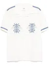 Wax London Didcot Crest Motif Short Sleeve Camp Shirt In White