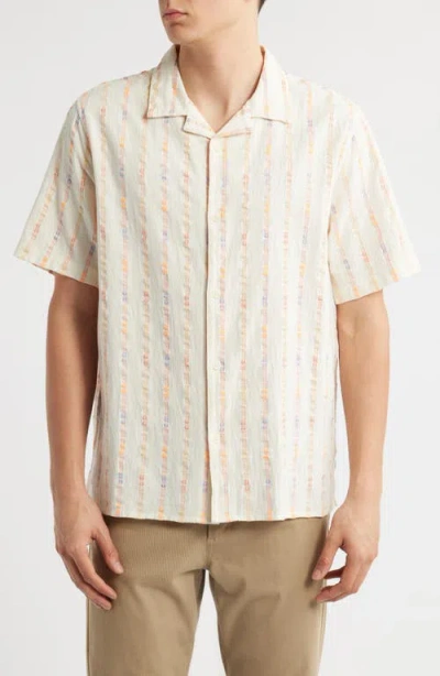 Wax London Didcot Stripe Camp Shirt In White