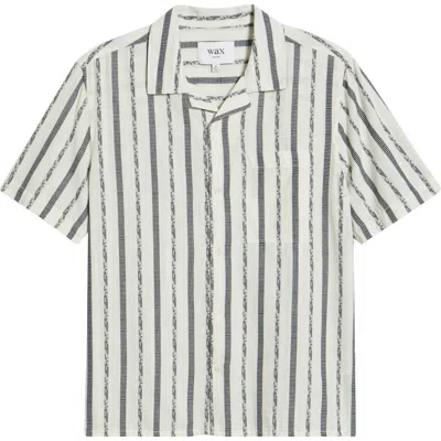 Wax London Didcot Stripe Camp Shirt In Ecru