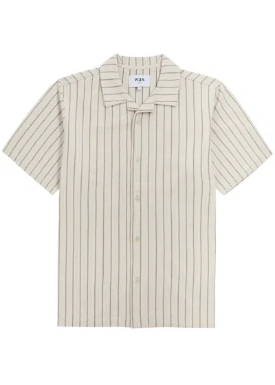 Wax London Didcot Striped Cotton Shirt In Blue