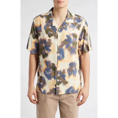 Wax London Didicot Blurred Floral Camp Shirt In Neutral