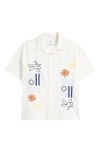 Wax London Didcot Abstract Short Sleeve Shirt In White