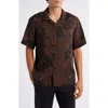 Wax London Didicot Geo & Paisley Print Lyocell Camp Shirt In Brown