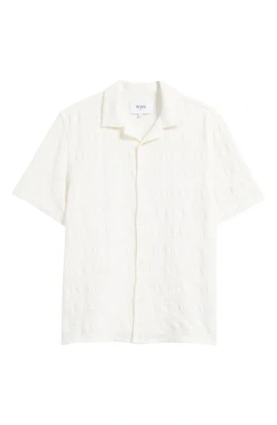 Wax London Didicot Geo Jacquard Cotton Camp Shirt In White