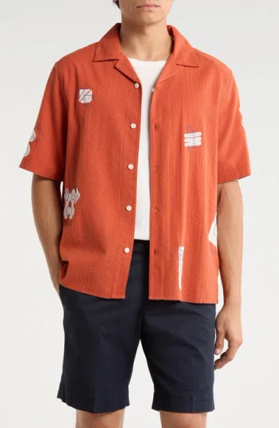 Wax London Didcot Abstract-print Shirt In Red