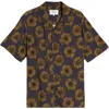 Wax London Didicot Winter Poppy Floral Camp Shirt In Navy / Khaki