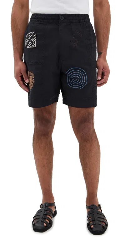 Wax London Doodle Embroidery Kurt Shorts Navy/multi