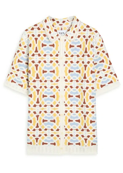Wax London Dorset Patterned Crochet Cotton-blend Shirt In Neutral