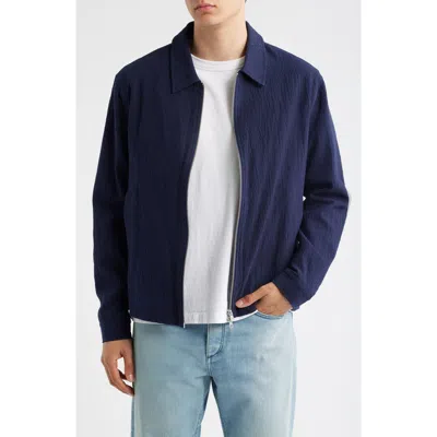 Wax London Eldon Cotton Seersucker Jacket In Blue