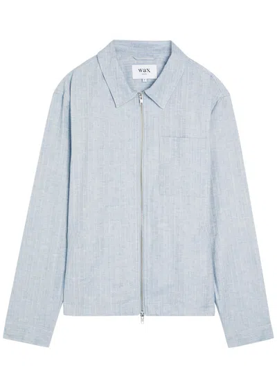 Wax London Eldon Striped Cotton And Linen-blend Jacket In Blue