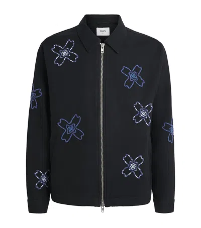 Wax London Embroidered Floral Eldon Jacket In Black
